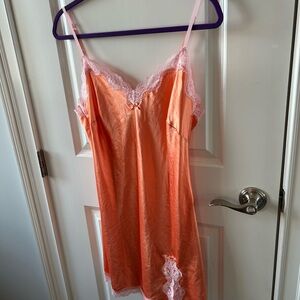 Victoria's Secret Orange and Pink Lace Chemise